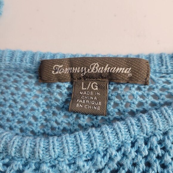 Tommy Bahama Open Knit Sweater Womens Blue Beachy Coastal Pullover Swim Coverup - Picture 4 of 6